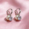 Silver Pearl & Crystal Charm Hoop Earrings