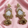 White Stone Gold Chandbali Earrings