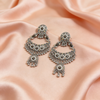 Oxidised Silver Pearl Chandbali Earrings
