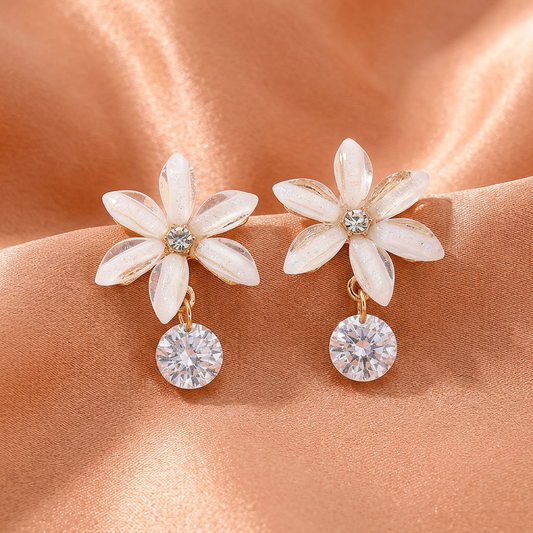 Crystal Bloom Flower Drop Earrings