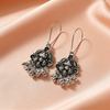 Oxidised Silver Floral Hook Jhumka Earrings