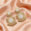 Gold-Toned Pearl Peacock Chandbali Earrings