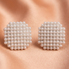 Pearl Beaded Square Stud Earrings