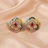 Multicolor Crystal Floral Stud Earrings