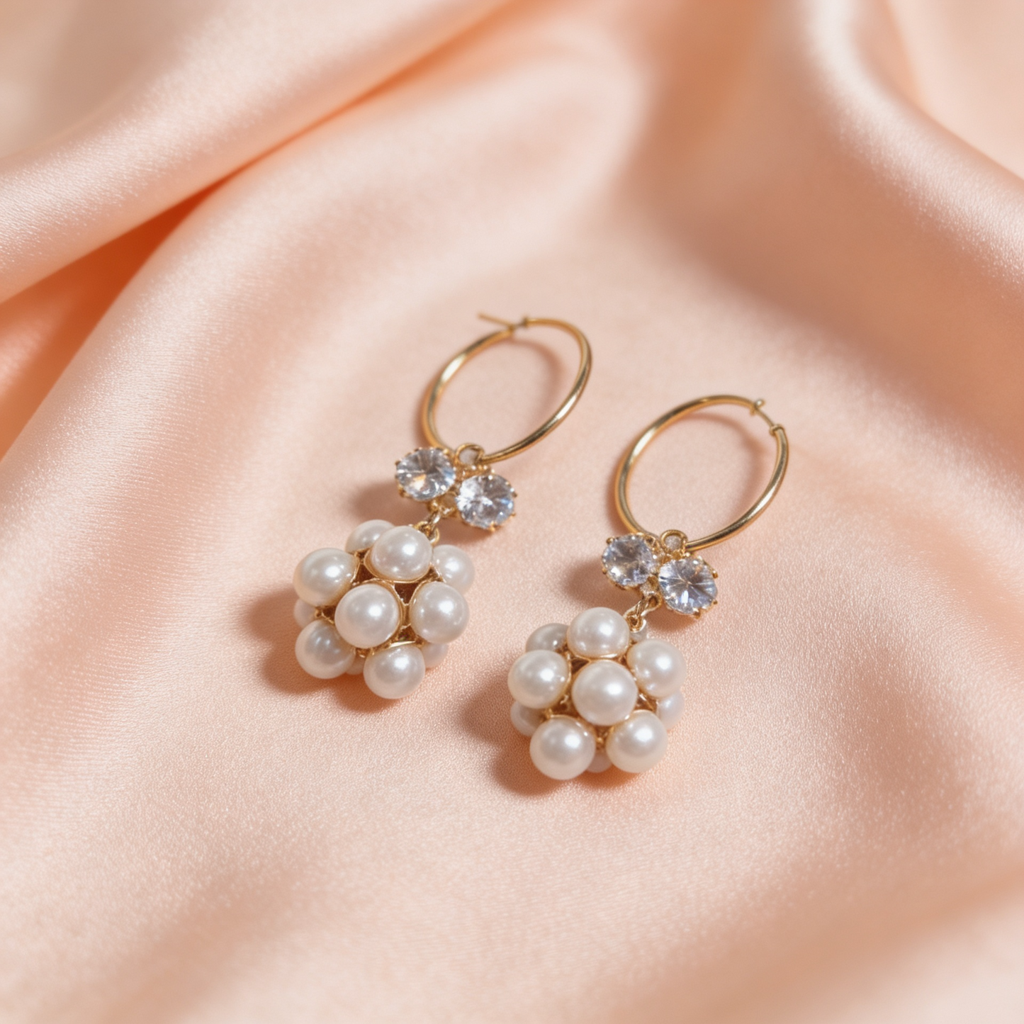 Pearl Bunch AD Hoop Earrings