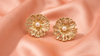 Golden Floral Pearl Stud Earrings