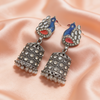 Multicolour Peacock Crystal Pearl Jhumka Earrings