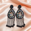 Black and Colourful Beaded Drop Earrings