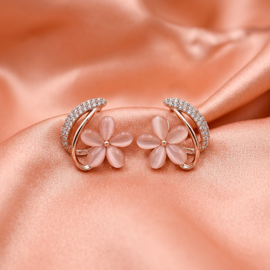Crystal Bloom Hoop Flower Earrings