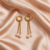 Pearl Cascade Stainless Steel Hoop Earrings