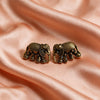 Antique Gold Elephant Motif Stud Earrings