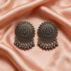 Oxidised Black Mandala Jhumka Earrings