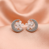 Crystal Crescent Floral Stud Earrings