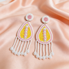 Pink nd Yellow Beaded Drop Earrings
