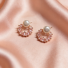 Rose Gold Pearl Crescent Stud Earrings