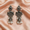 Black Stone Chandbali Jhumka Earrings