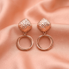 Rose Gold Textured Hoop Drop Earrings