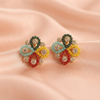 Multicolor Beaded Floral Stud Earrings
