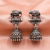 Oxidised Silver Elephant Jhumka Earrings