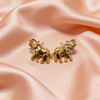 Elephant Stud Antique Gold Earrings