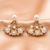 Pearl Floral Crystal Drop Earrings