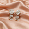 Silver Floral Pearl Drop Jhumka Earrings