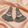 Oxidised Silver Layered Chandbali Earrings