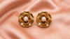 Golden Floral Pearl Stud Earrings