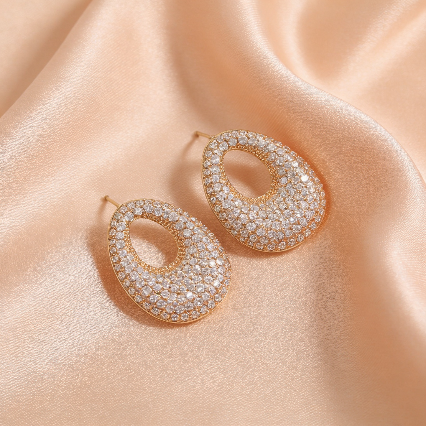 Ad Oval Rose Gold Statement Stud Earrings