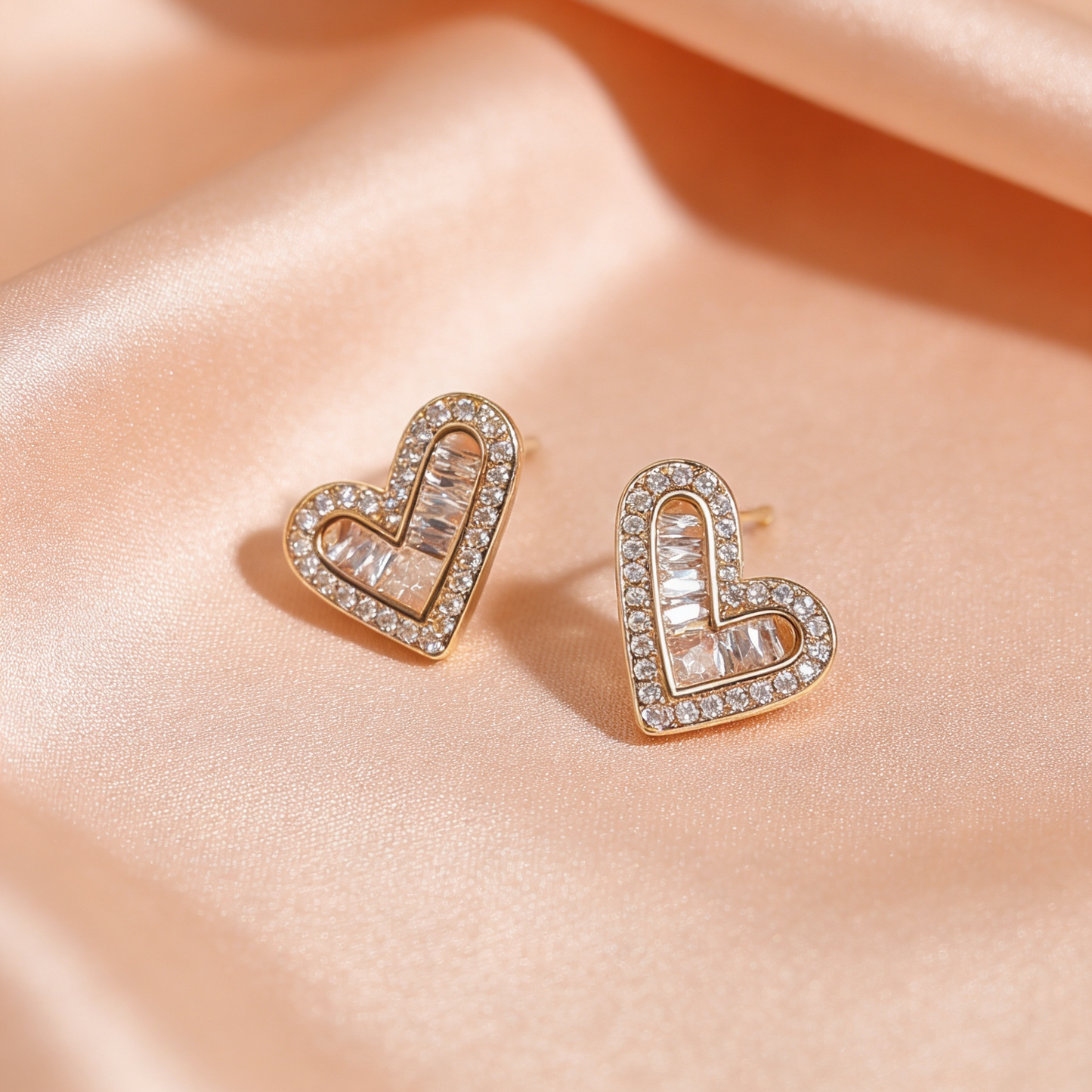 Heart Ad Rose Gold Heart Stud Earrings