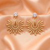 Gold Radiant Sunburst Crystal Drop Earrings