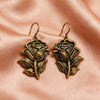 Antique Gold Rose Flower Earrings
