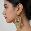 Gold Peacock Multicolour Kundan Earrings
