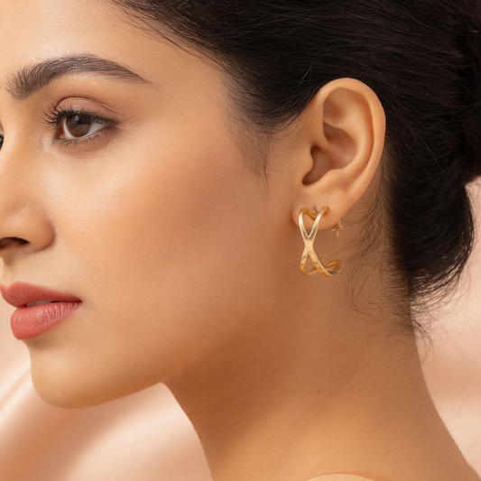9-Pair Golden Hoop & Pearl Earring Combo Set