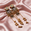 Antique Gold Plated Multicolor Stone Long Jhumka Earrings