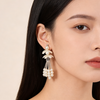 Pearl Floral Tassel Drop Earrings