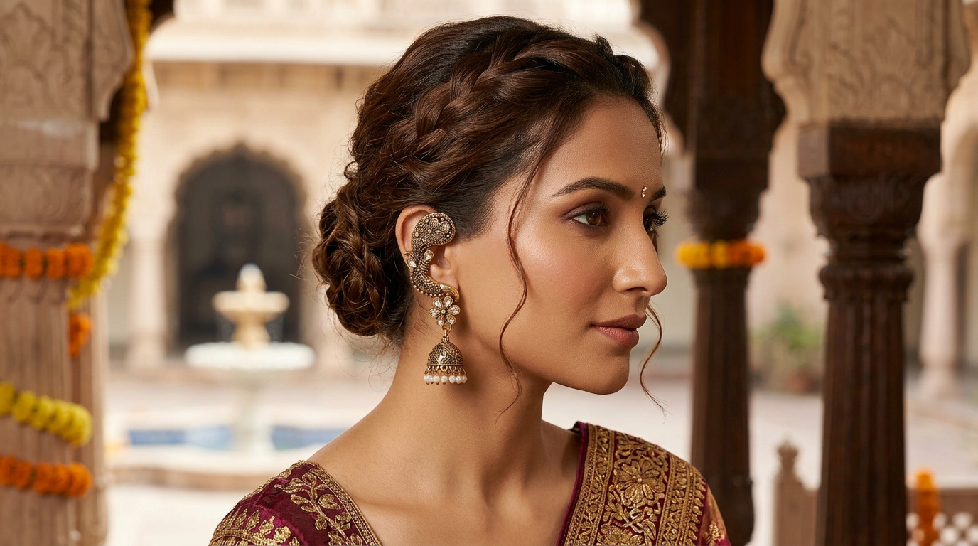 Antique Gold Temple Jhumka Earrings