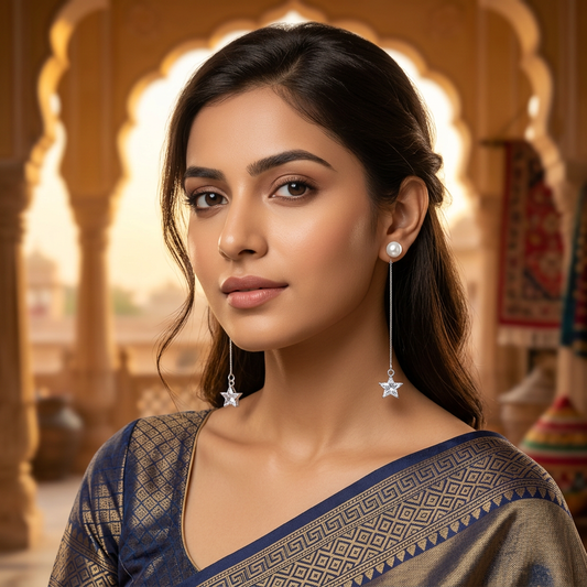 Star Pearl Drop Earrings