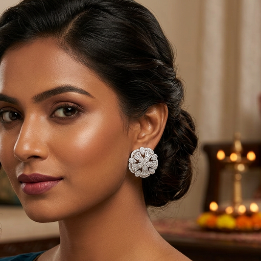 Silver Flower Stud Earrings