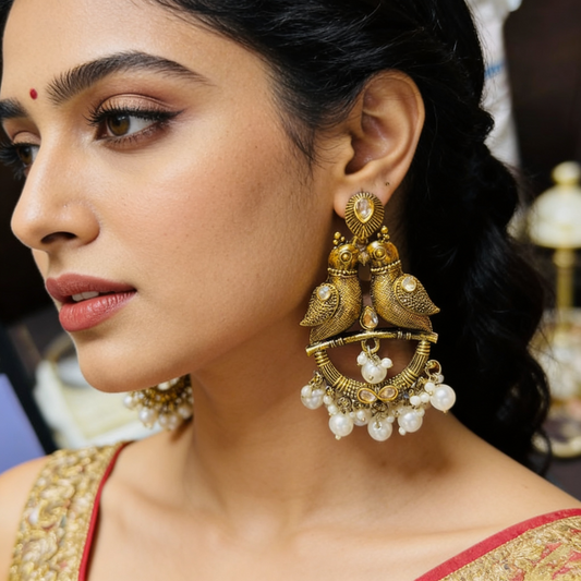 Heritage Inspired Gold Chandbali Earrings