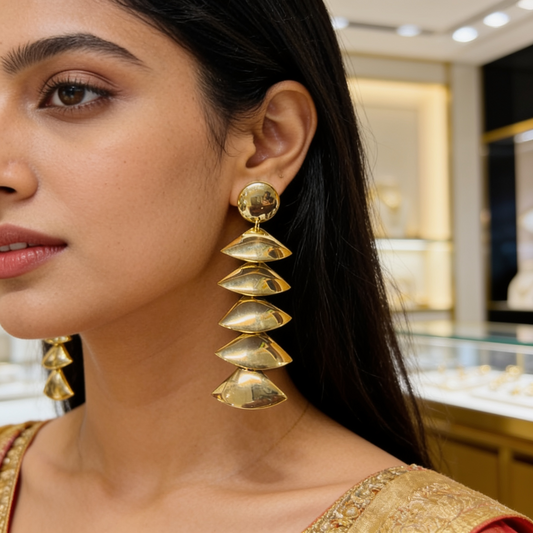 Gold Triangular Drop Earrings