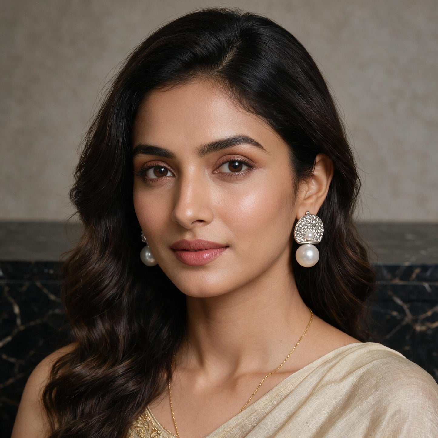 Pearl Drop Crystal Earrings