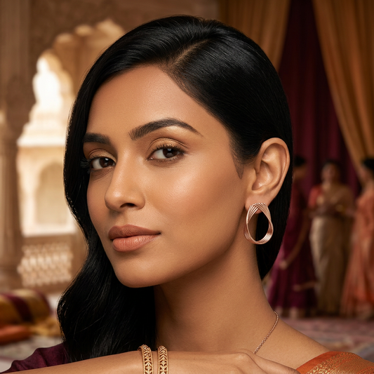 Rose Gold Twisted Wire Hoop Earrings