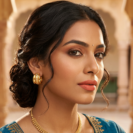 Golden Textured Hoop Earrings