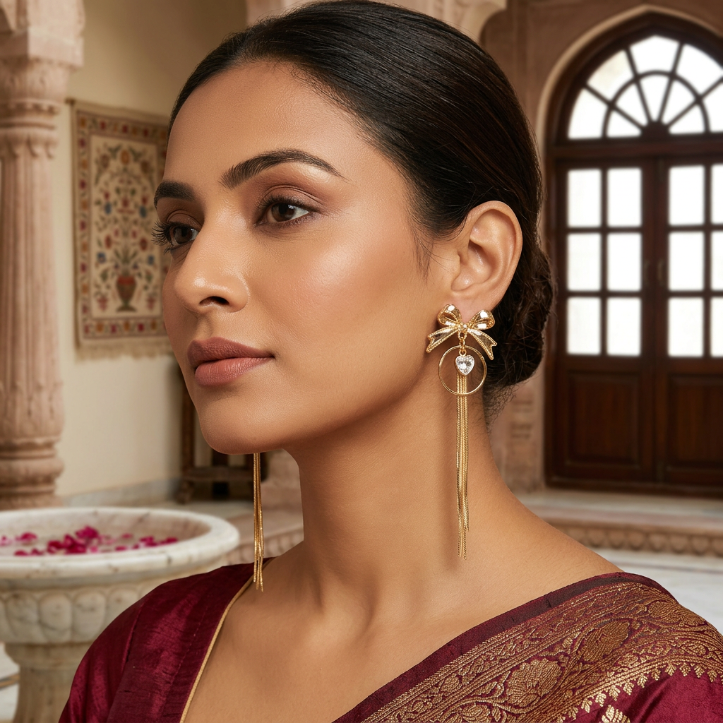 Flower Drops Gold Drop Earrings