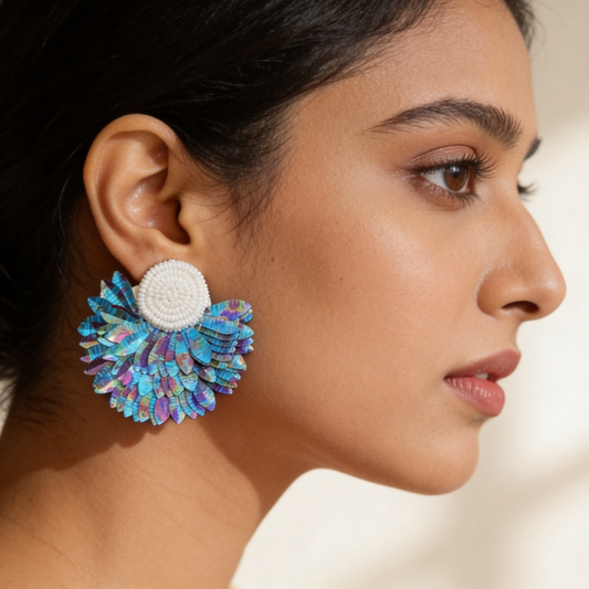 Peacock Feather Statement Earrings