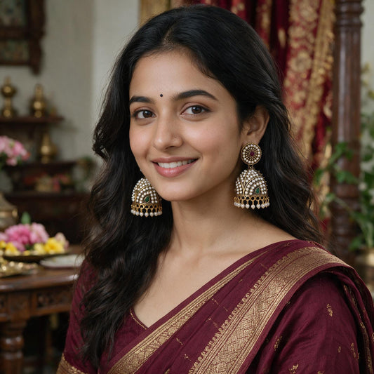 Royal Pearl Kundan Jhumka Earrings
