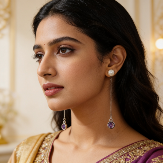 Circular Pearl Drop Earrings