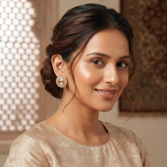 Golden Champagne Crystal Stud Earrings