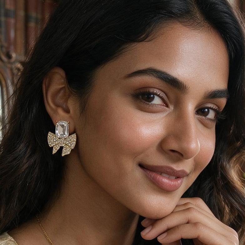 Crystal Bow Statement Earrings